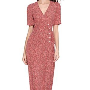 Women's Retro small flower V-Neck long wrap skirt